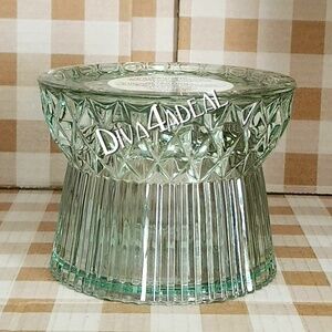 New Bath & Body Works Faceted Green Glass Pedestal Candle Holder